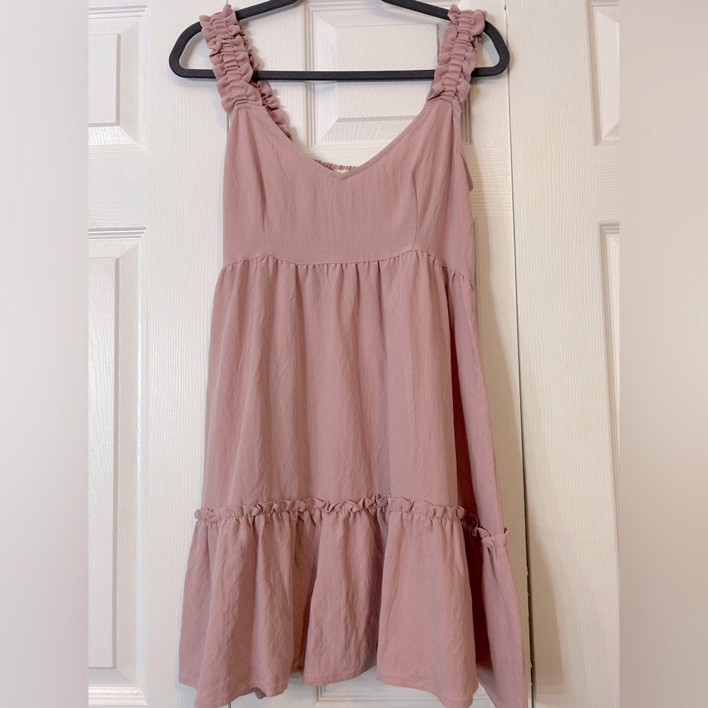 Ruffled Pink Sleeveless Dress